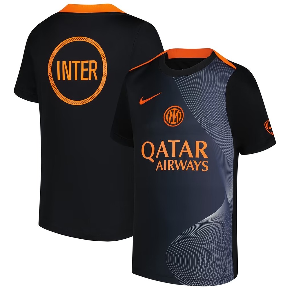 Nike Inter Milan FC  Prematch Jersey 25/26 Men's L Slim Fit Black Orange NWT